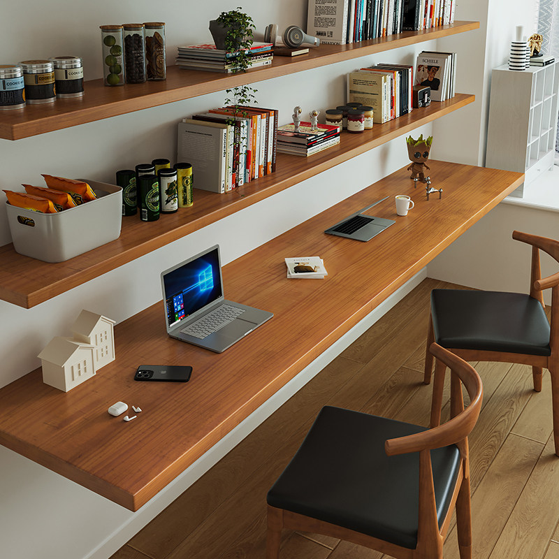 Bedroom Furniture - İskandinav Masif Ahşap Kitaplıklı Çalışma Masası