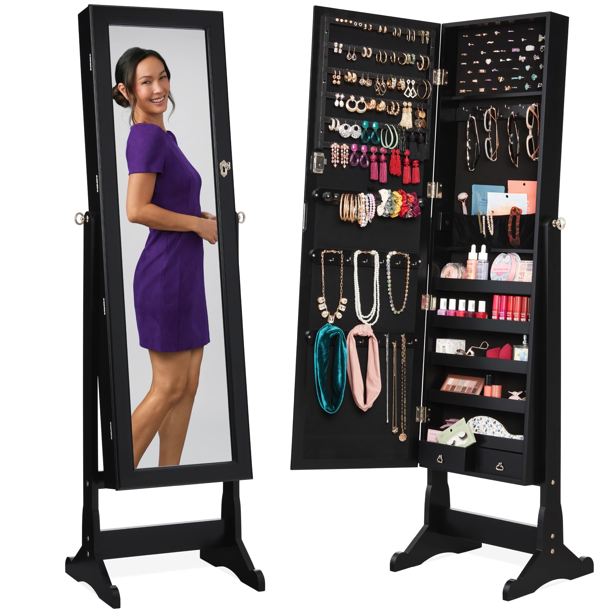 Full Length Mirror Jewelry Armoire - Bağımsız Takı Dolabı, Tam Boy Aynalı,