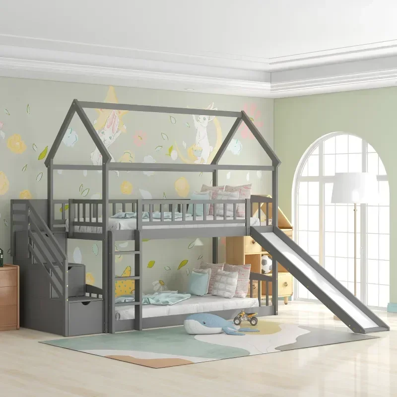 Masif ahşap çocuk çift kişilik - Bunk Bed With Stairs And Slide incelemesi ve fiyatı