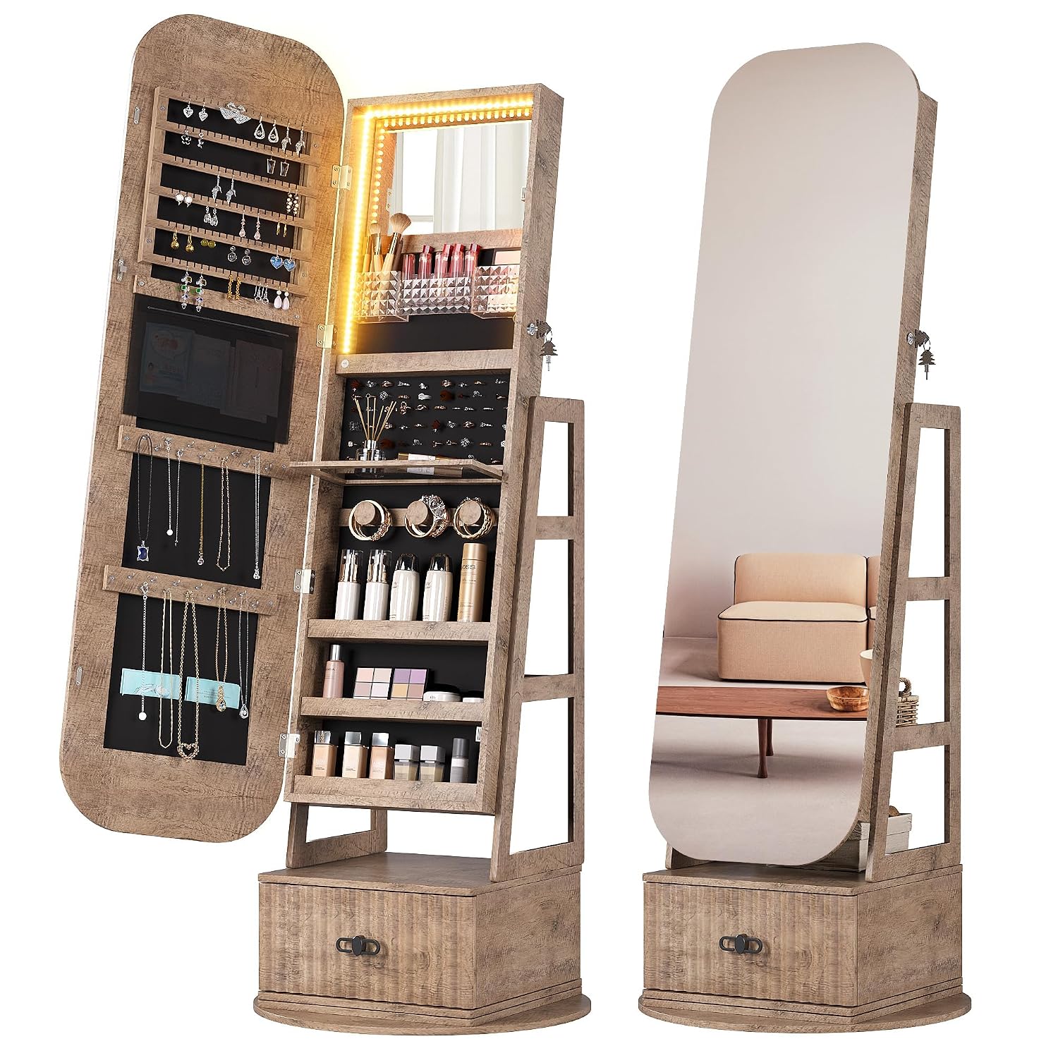360 Derece Dönebilen, Tam Boy  - Full Length Mirror Jewelry Armoire incelemesi ve fiyatı