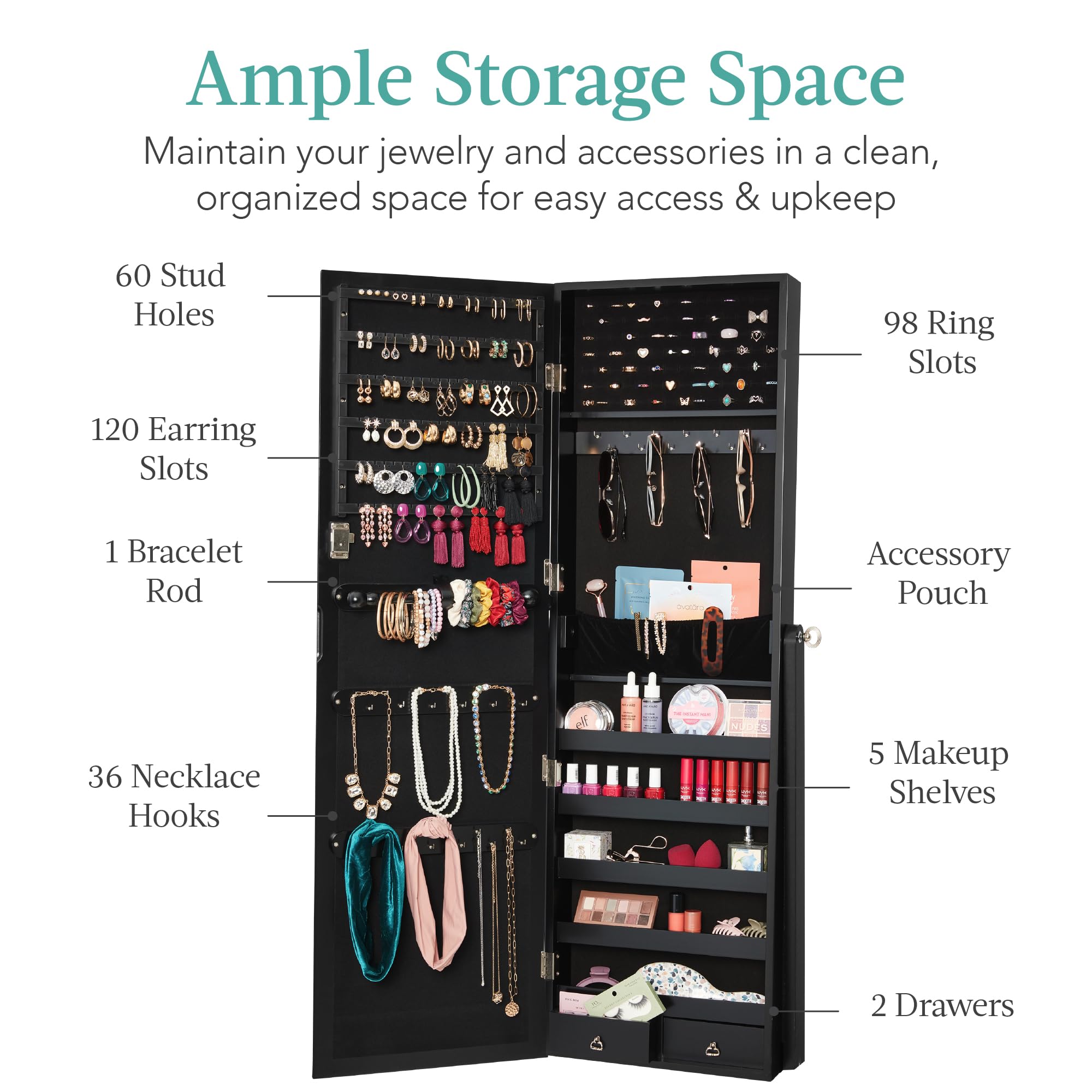 Bağımsız Takı Dolabı, Tam Boy  - Full Length Mirror Jewelry Armoire incelemesi ve fiyatı