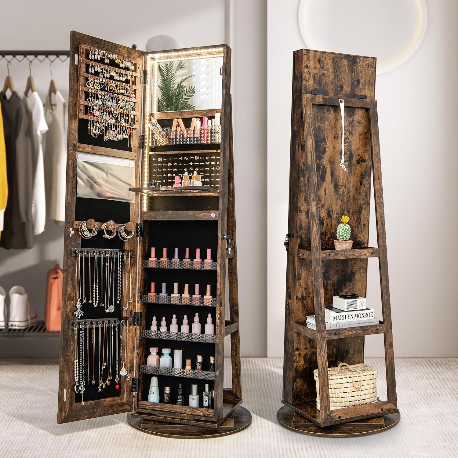 Döner LED Aynalı Mücevher Dola - Full Length Mirror Jewelry Armoire incelemesi ve fiyatı
