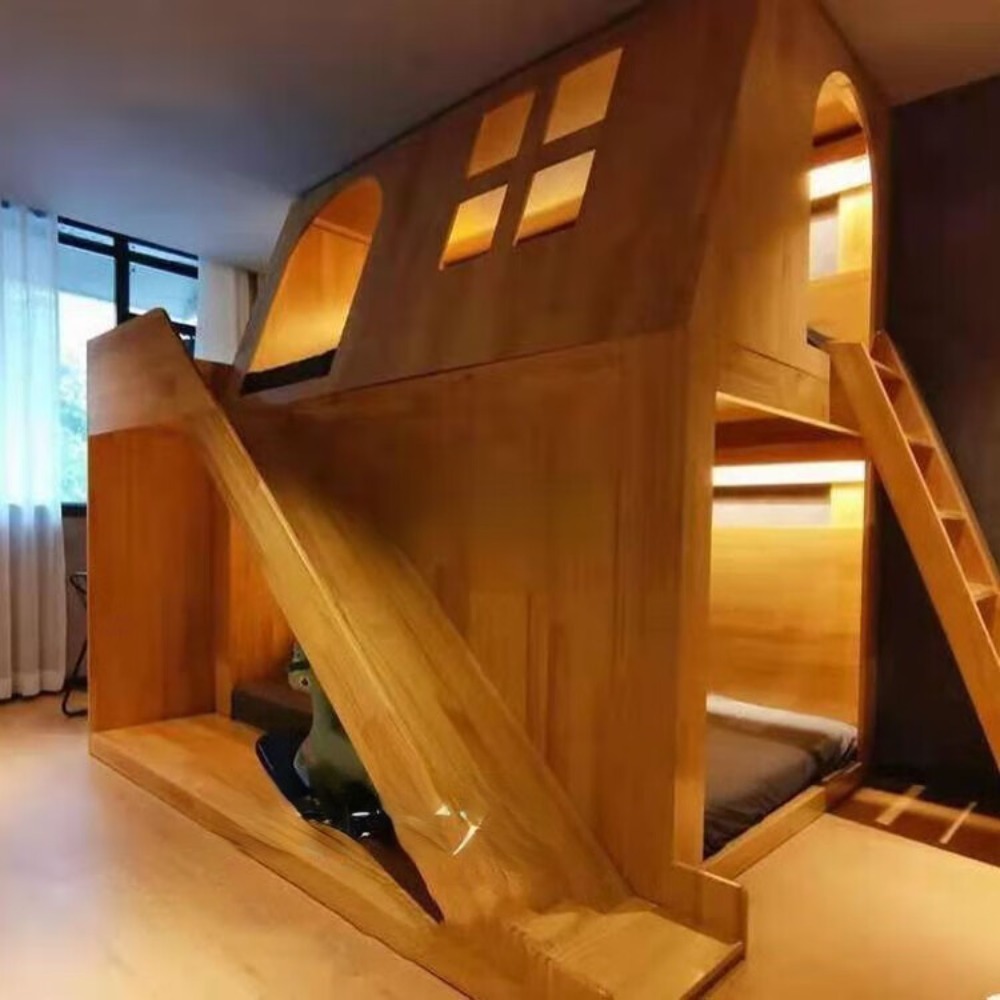 Amerikan Masif Ahşap Çocuklar  - Bunk Bed With Stairs And Slide incelemesi ve fiyatı